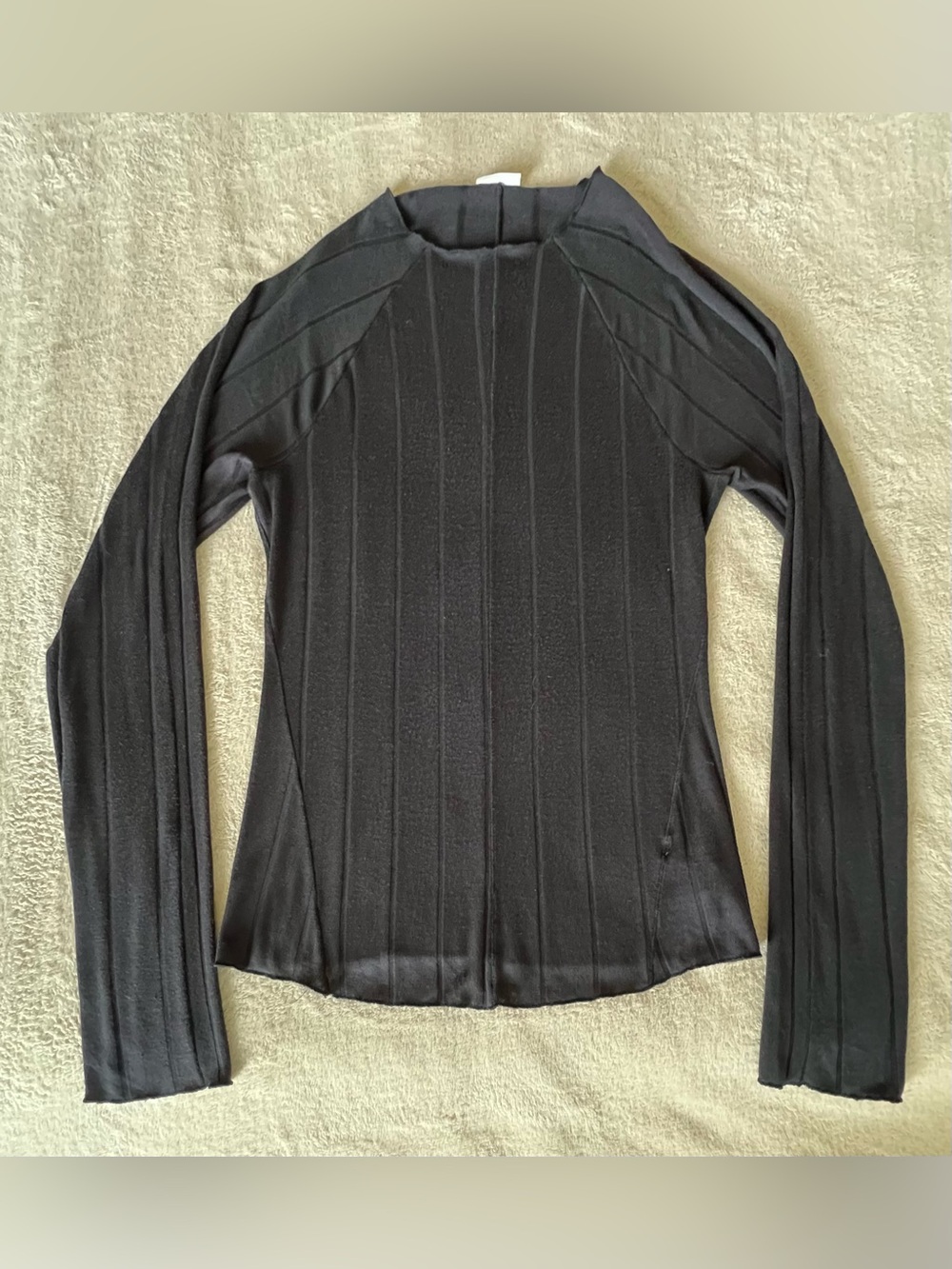 Free People Intimately Black Ribbed Long Sleeve Top